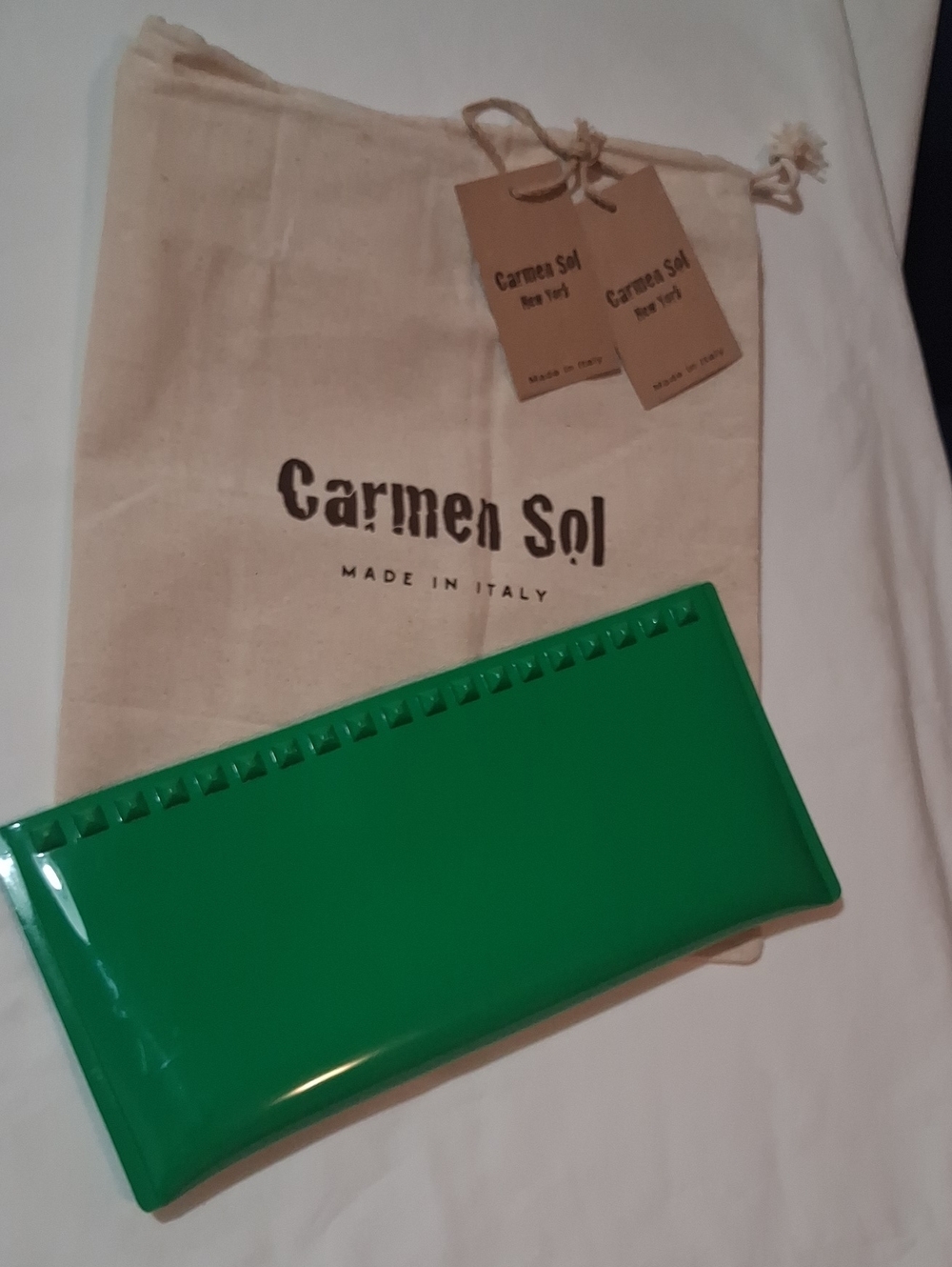 Carmen Sol Julian Pochette Green Studded Clutch